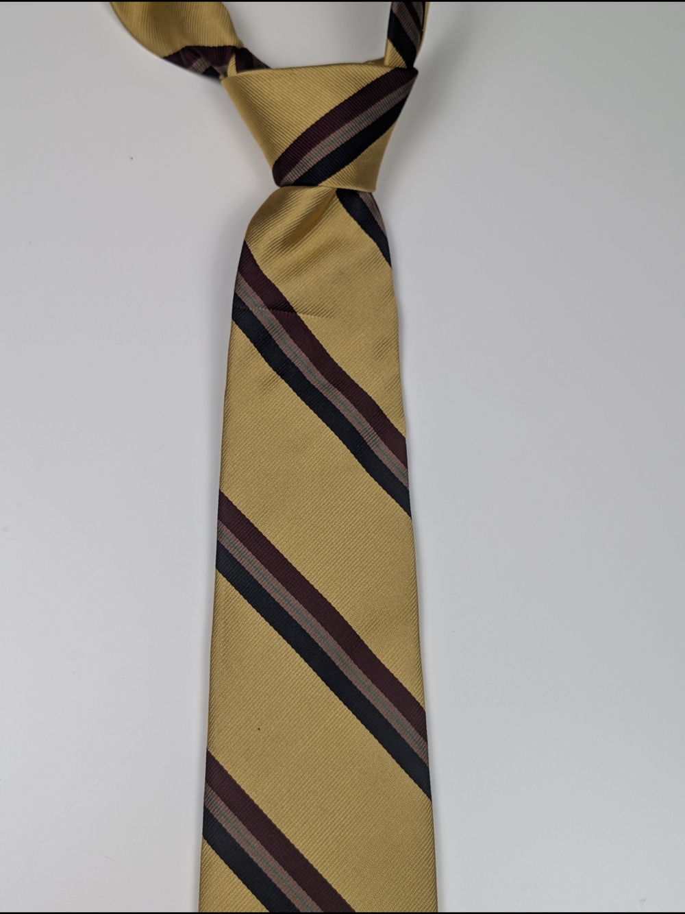 VTG Nordstrom Robert Talbott 61" Silk Tie Gold Striped USA Made Repp Necktie